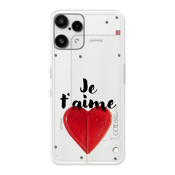 Transparant flexibel Nothing Phone (3a) Lite hoesje met Hartvormige Lolly - Je t'aime