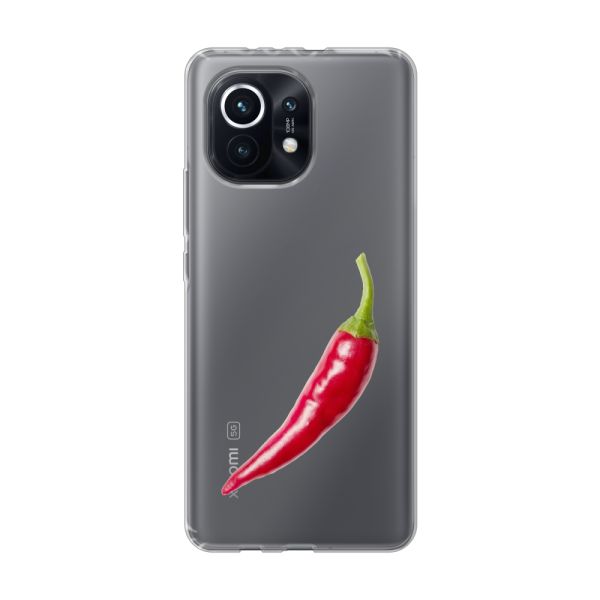 Transparant flexibel Xiaomi Mi 11 hoesje met Rode Peper - Pittig Design