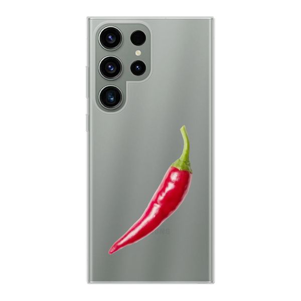 Transparente flexible Samsung Galaxy S23 Ultra Hülle mit roter Chili - Scharfes Design