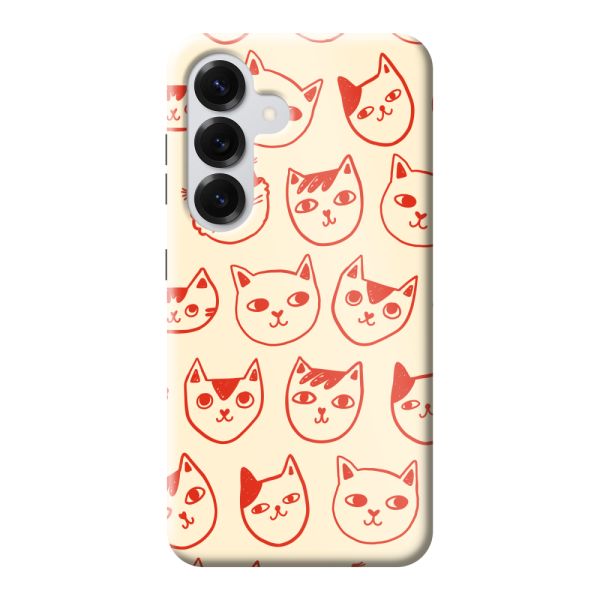 Coque Samsung Galaxy S25 ultra-résistante avec têtes de chat - Chats rouges sur fond crème