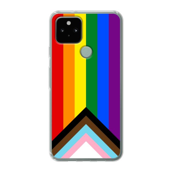 Coque Google Pixel 5 flexible transparente avec Drapeau arc-en-ciel - Drapeau Progress Pride