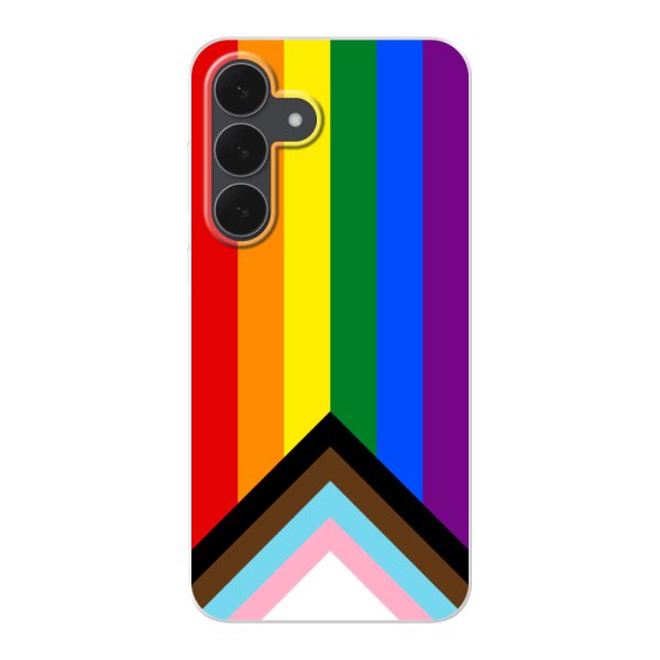 Coque Samsung Galaxy S25 FE flexible transparente avec Drapeau arc-en-ciel - Drapeau Progress Pride