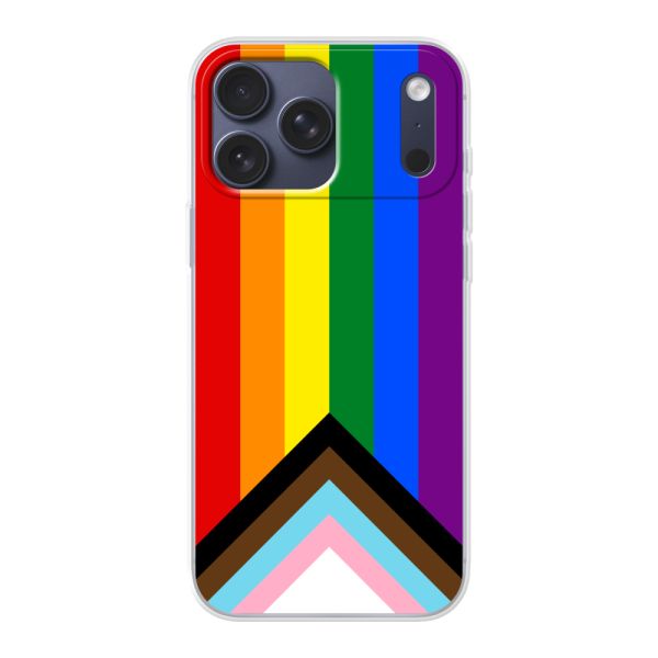Coque iPhone 17 Pro Max flexible transparente avec Drapeau arc-en-ciel - Drapeau Progress Pride