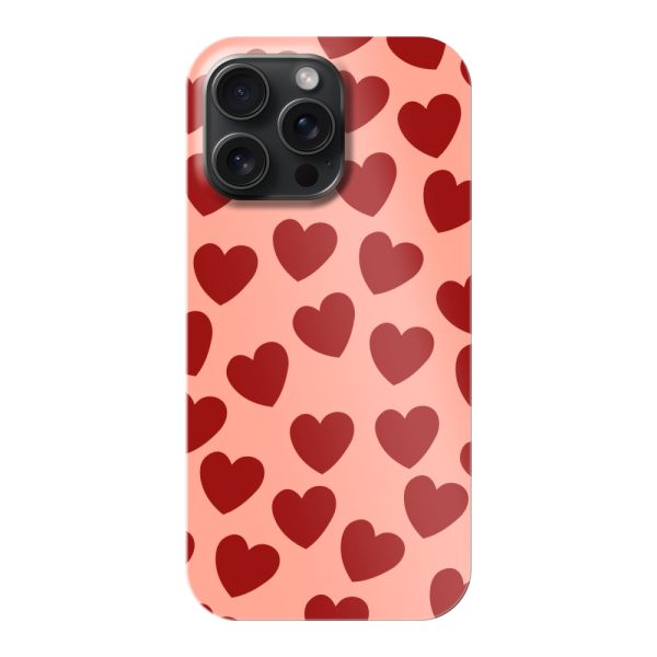 Coque hard case iPhone 15 Pro Max entièrement imprimée aux Cœurs Rouges