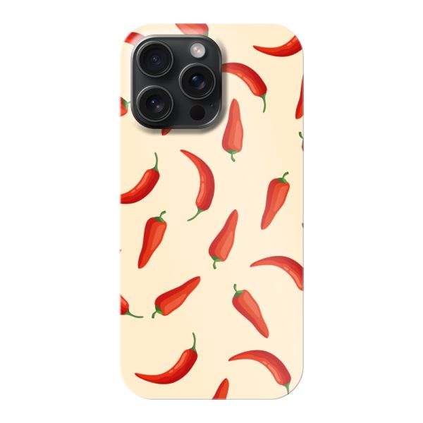 Vollständig bedrucktes iPhone 15 Pro Max hard case mit roten Chilis – Chili-Pepper-Muster