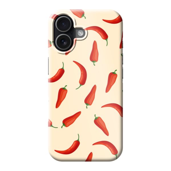 Vollständig bedrucktes iPhone 17 hard case mit roten Chilis – Chili-Pepper-Muster