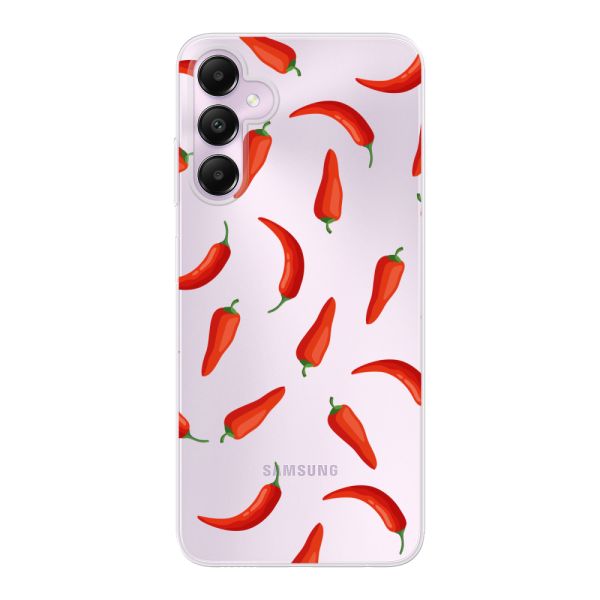 Transparant flexibel Samsung Galaxy A05s hoesje met Rode Pepers - Transparant Chili Pepper Patroon