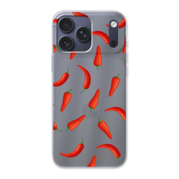 Transparente flexible iPhone 17 Pro Max Hülle mit Roten Chilis - Transparentes Chili Pepper Muster