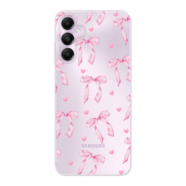 Transparant flexibel Samsung Galaxy A05s hoesje met Roze Strikjes en Hartjes