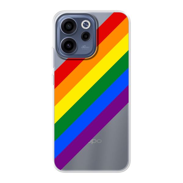 Transparant flexibel Oppo Reno15 F hoesje met Diagonale Regenboog - Pride Strepen