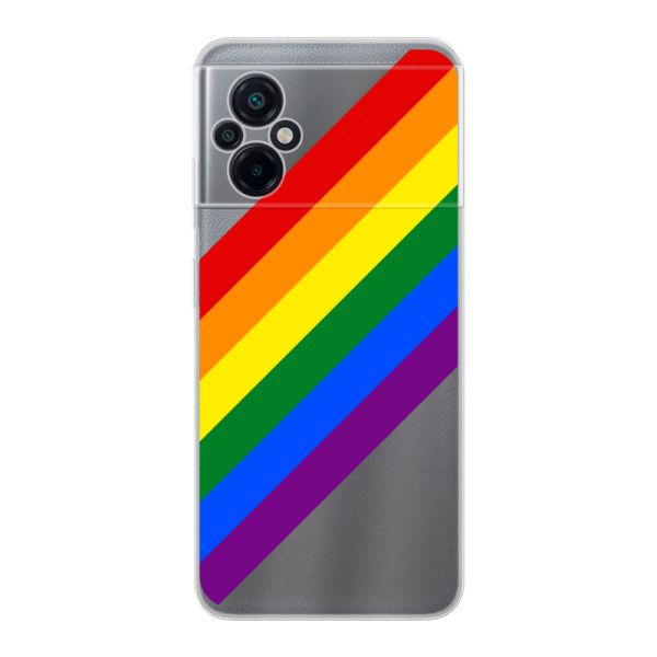 Transparant flexibel Xiaomi Poco M5 4G / 5G hoesje met Diagonale Regenboog - Pride Strepen