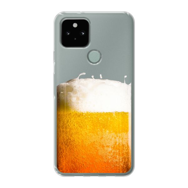 Transparant flexibel Google Pixel 5 hoesje met Vers Getapt Biertje - Bierprint