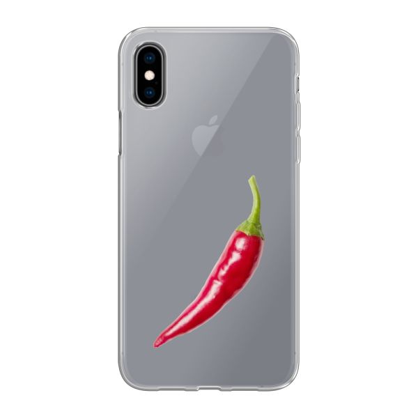 Coque iPhone X flexible transparente avec piment rouge - Design épicé