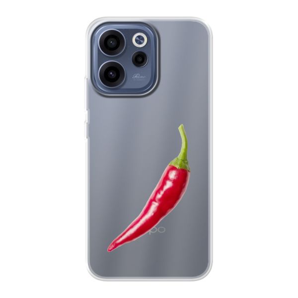 Transparant flexibel Oppo Reno15 F hoesje met Rode Peper - Pittig Design
