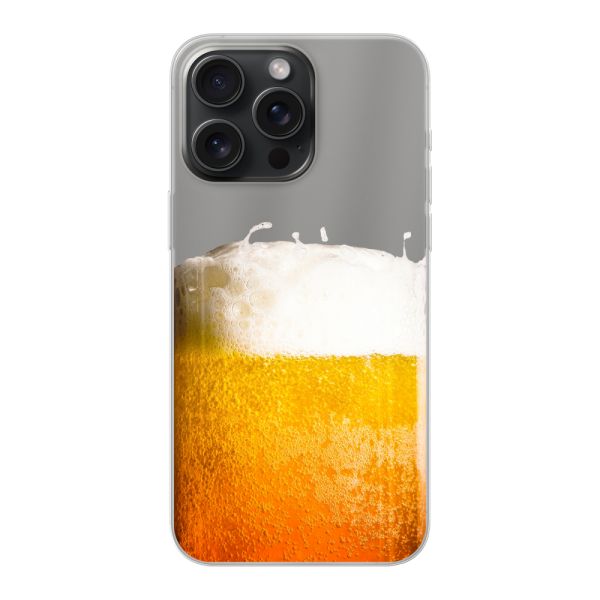 Transparant flexibel iPhone 15 Pro Max hoesje met Vers Getapt Biertje - Bierprint