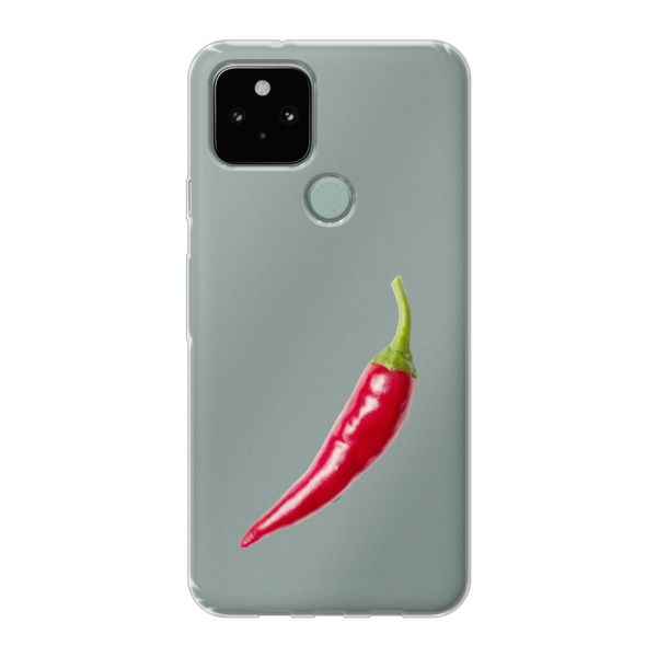 Transparente flexible Google Pixel 5 Hülle mit roter Chili - Scharfes Design