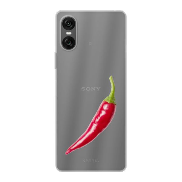 Transparente flexible Sony Xperia 10 VI Hülle mit roter Chili - Scharfes Design