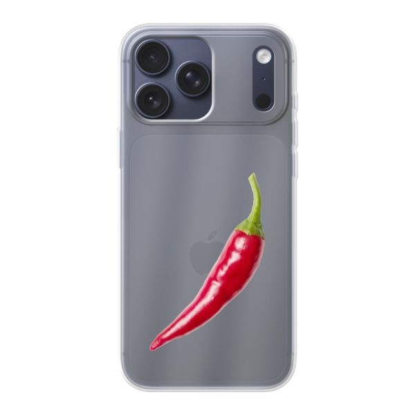 Transparente flexible iPhone 17 Pro Max Hülle mit roter Chili - Scharfes Design
