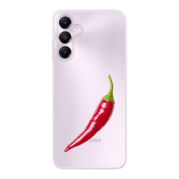 Transparant flexibel Samsung Galaxy A05s hoesje met Rode Peper - Pittig Design