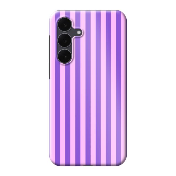 Besonders robuste Samsung Galaxy S25 FE Hülle mit lila-rosa Pastellstreifen