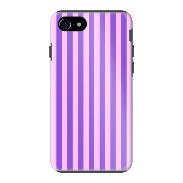 Coque iPhone 7 ultra-résistante à rayures pastel violet-rose