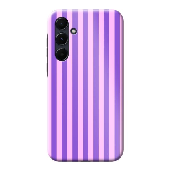 Besonders robuste Samsung Galaxy A55 Hülle mit lila-rosa Pastellstreifen