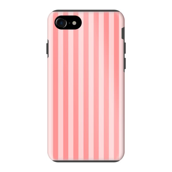 Extra sterk iPhone SE (2020 &amp;amp; 2022) hoesje met Koraal-roze strepen