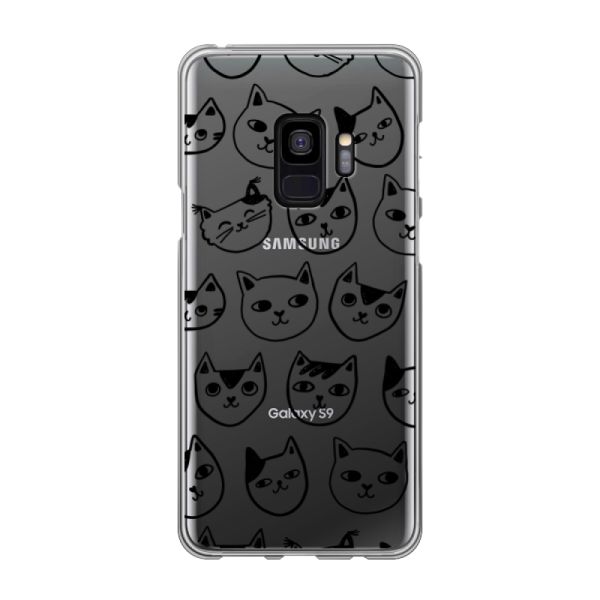Transparant flexibel Samsung Galaxy S9 hoesje met kattenkoppen - Transparante kattenprint