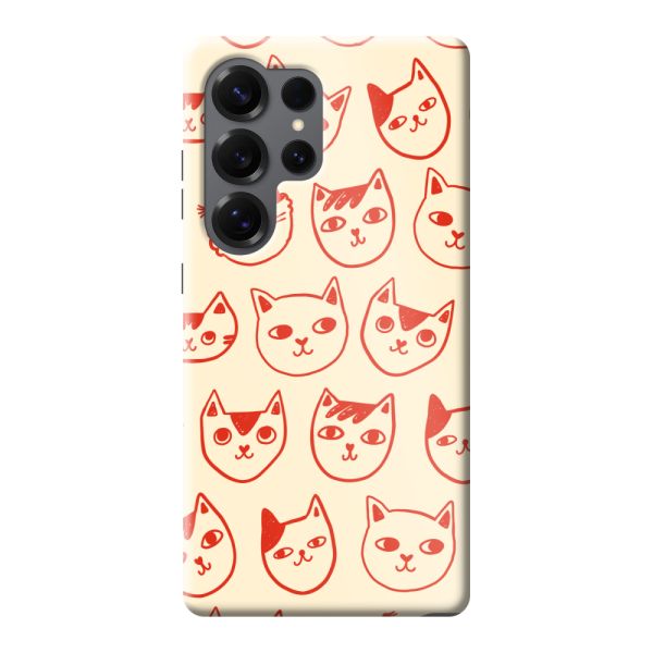 Coque Samsung Galaxy S25 Ultra ultra-résistante avec têtes de chat - Chats rouges sur fond crème