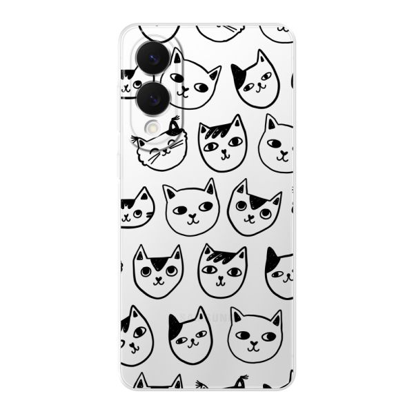 Coque Samsung Galaxy S25 Edge flexible transparente avec têtes de chat - Imprimé chats transparent