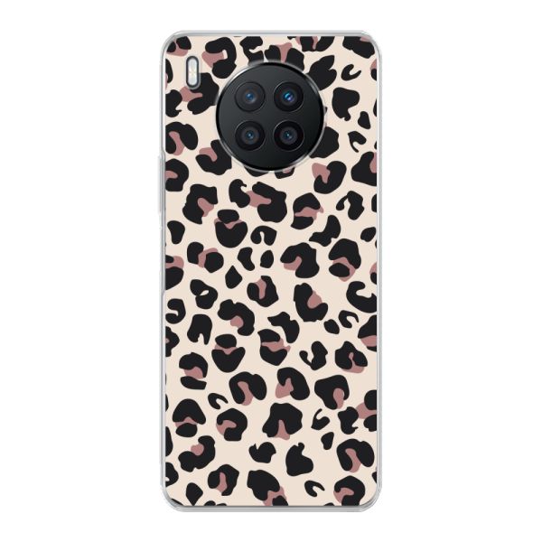 Transparant flexibel Huawei Nova 8i hoesje met Panter Print - Beige Luipaardprint