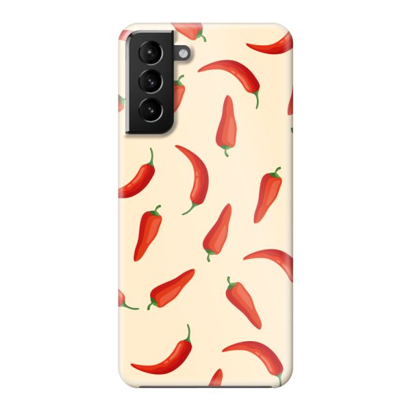 Volledig bedrukt Samsung Galaxy S21 Plus 5G hard case hoesje met Rode Pepers - Chili Pepper Patroon