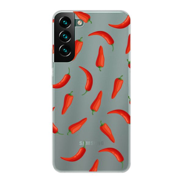 Transparente flexible Samsung Galaxy S22 Plus Hülle mit Roten Chilis - Transparentes Chili Pepper Muster