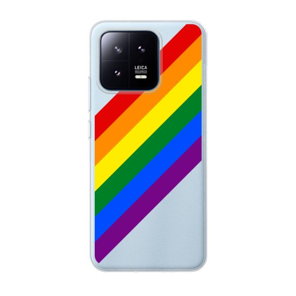 Transparant flexibel Xiaomi 13 Pro hoesje met Diagonale Regenboog - Pride Strepen