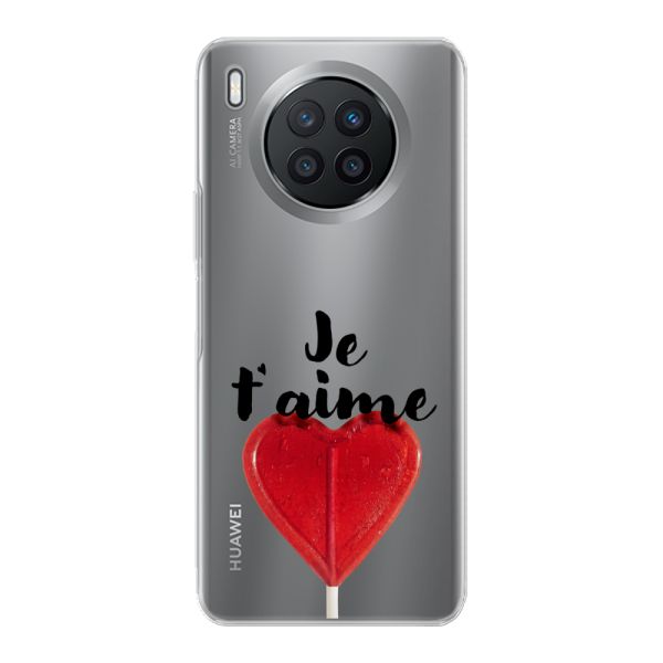 Transparant flexibel Huawei Nova 8i hoesje met Hartvormige Lolly - Je t'aime