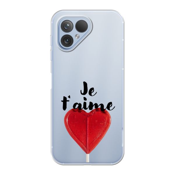 Transparant flexibel Fairphone 5 hoesje met Hartvormige Lolly - Je t'aime