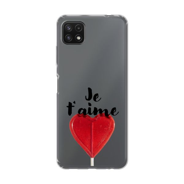 Transparant flexibel Samsung Galaxy A22 5G hoesje met Hartvormige Lolly - Je t'aime