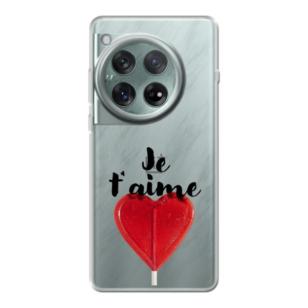 Transparant flexibel OnePlus Ace 3 hoesje met Hartvormige Lolly - Je t'aime