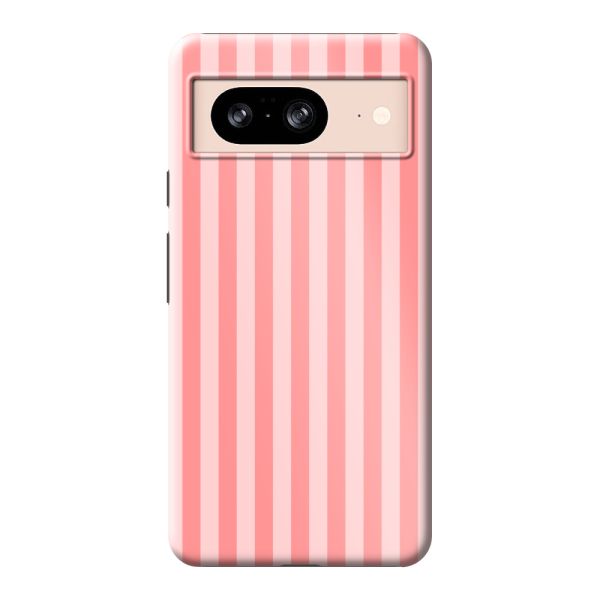 Besonders robuste Google Pixel 8 Hülle mit korallen-rosa Streifen