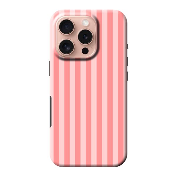 Extra sterk iPhone 16 Pro hoesje met Koraal-roze strepen