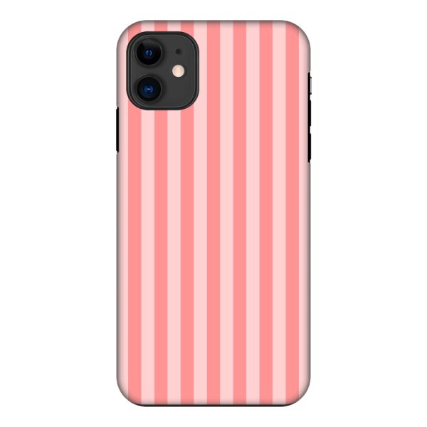 Coque iPhone 11 ultra-résistante à rayures corail et rose