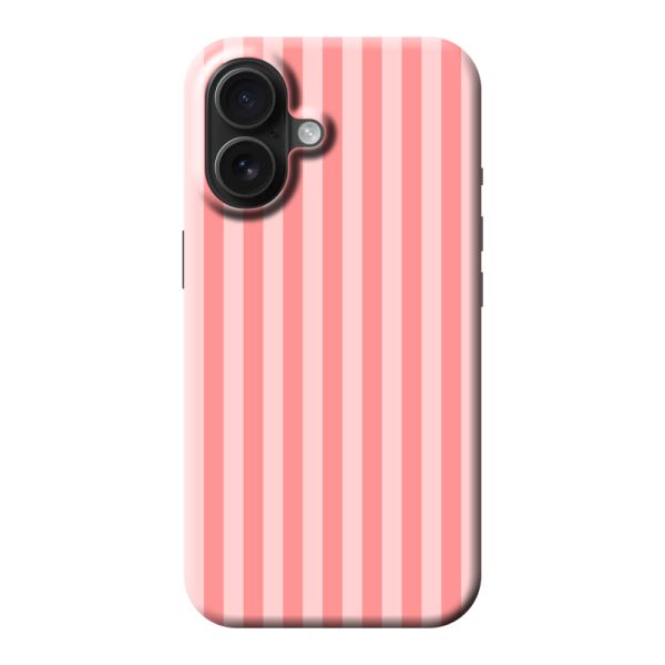 Besonders robuste iPhone 16 Hülle mit korallen-rosa Streifen