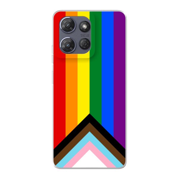 Transparente flexible Motorola Moto G Power (2025) Hülle mit Regenbogenfahne - Progress Pride Flagge
