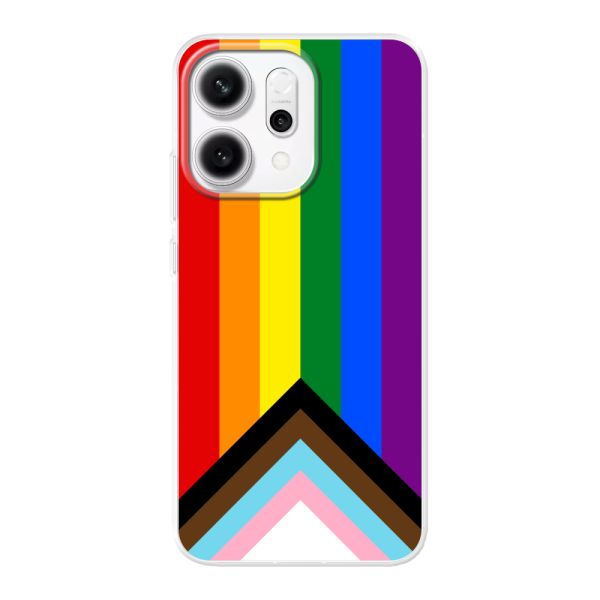 Coque Oppo Reno14 Pro flexible transparente avec Drapeau arc-en-ciel - Drapeau Progress Pride