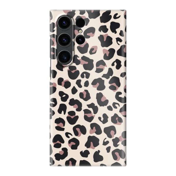 Vollständig bedrucktes Samsung Galaxy S23 Ultra hard case mit Panterprint – Leopardenprint Beige Rosa Glänzend
