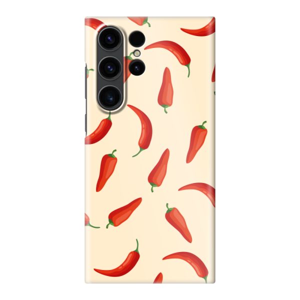 Vollständig bedrucktes Samsung Galaxy S23 Ultra hard case mit roten Chilis – Chili-Pepper-Muster