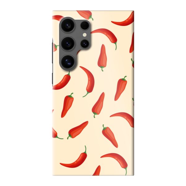 Vollständig bedrucktes Samsung Galaxy S24 Ultra hard case mit roten Chilis – Chili-Pepper-Muster
