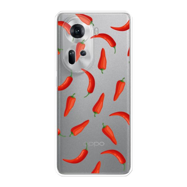 Transparente flexible Oppo Reno11 Hülle mit Roten Chilis - Transparentes Chili Pepper Muster