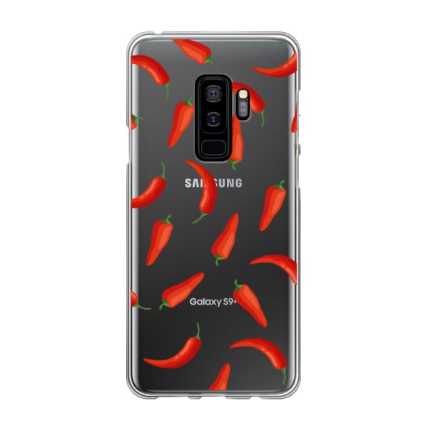 Transparant flexibel Samsung Galaxy S9 Plus hoesje met Rode Pepers - Transparant Chili Pepper Patroon