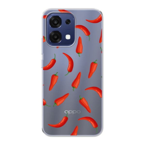 Coque Oppo A6 Pro 4G flexible transparente avec Piments Rouges - Motif Transparent Chili Pepper